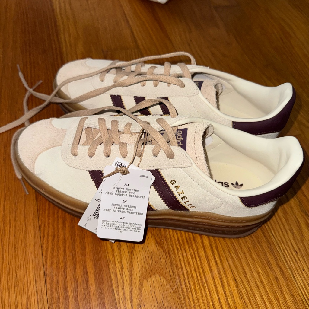 Brand New Adidas Gazelle Sneakers In Cream And Burgundy